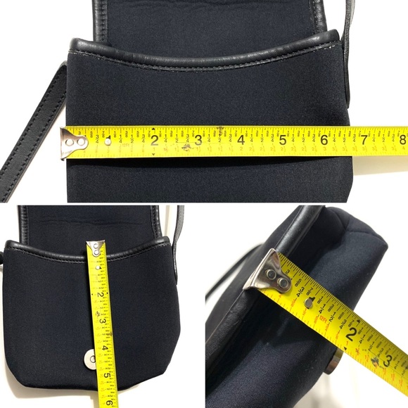 Coach Black Scuba Neoprene Leather Trim Crossbody Bag Mini Flap - Picture 14 of 16